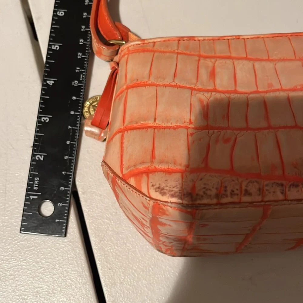 Dooney & Bourke orange / peach vintage shoulder bag light wear croc embossed